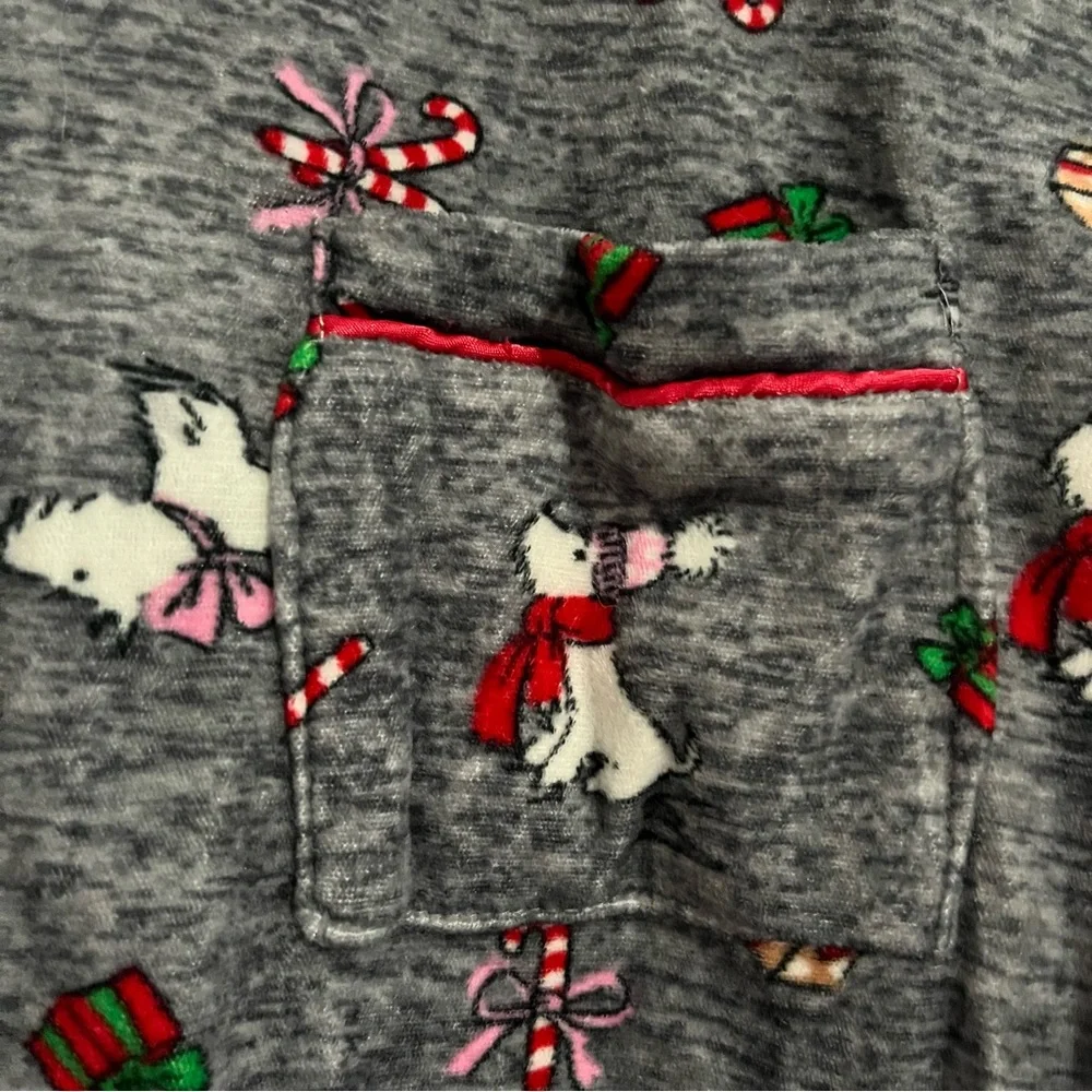 Laura Ashley Gray Pajama Top with Red and White Accents XL button front